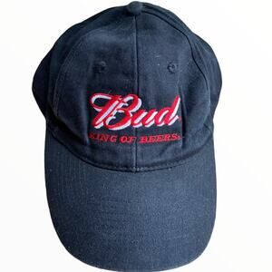 Budweiser Bud King Of Beers Snapback Hat 6 Panel Adjustable Black Red White OS